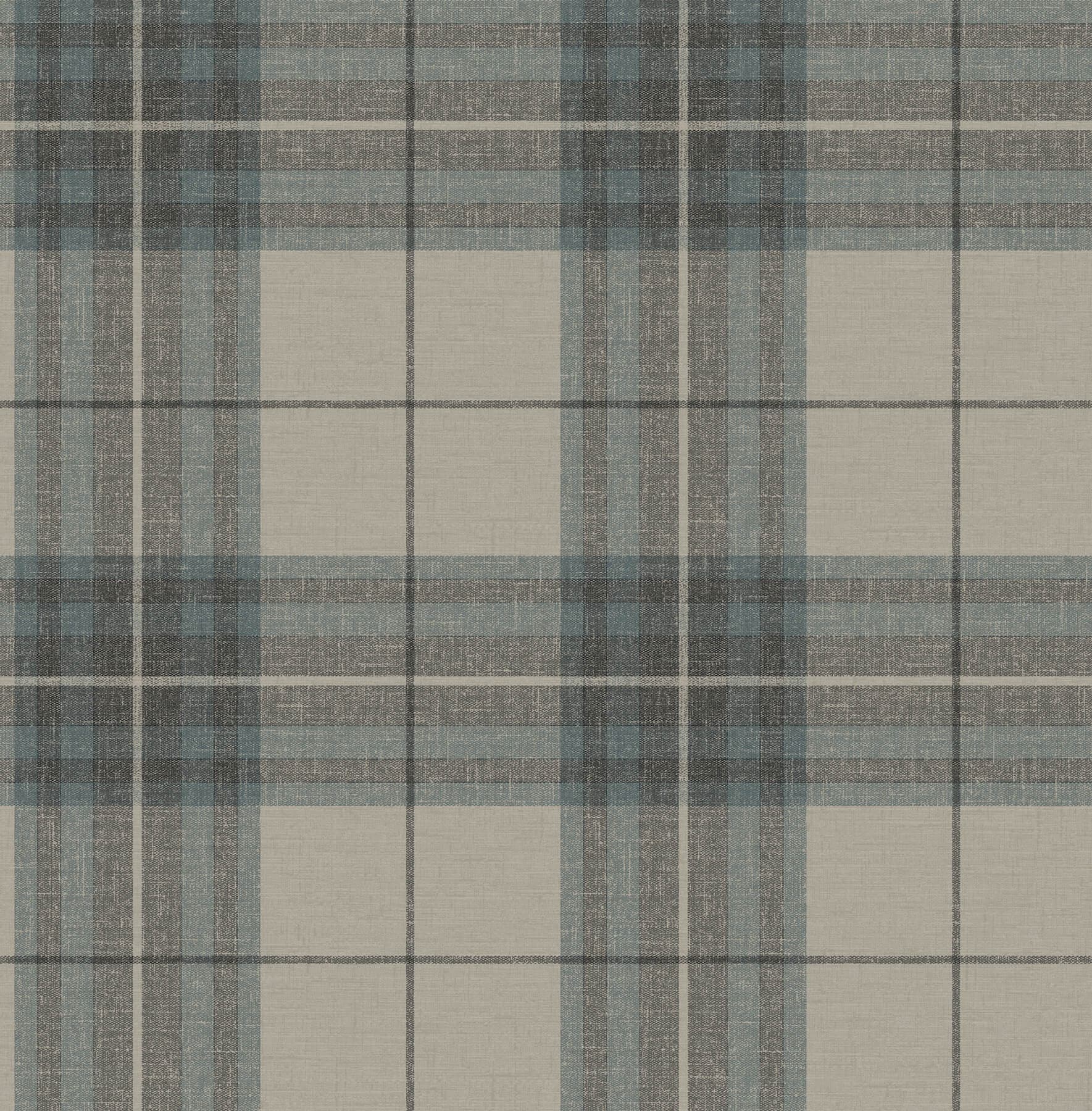 Cabin Check Teal Plaid Wallpaper