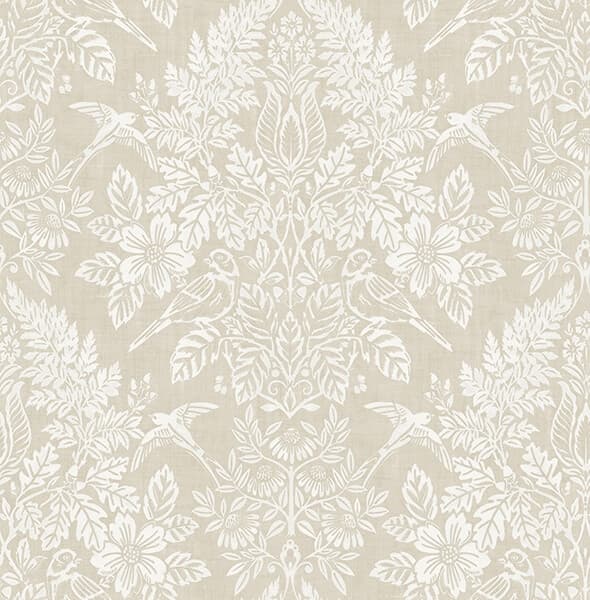 Finch Neutral Woodland Damask Wallpaper