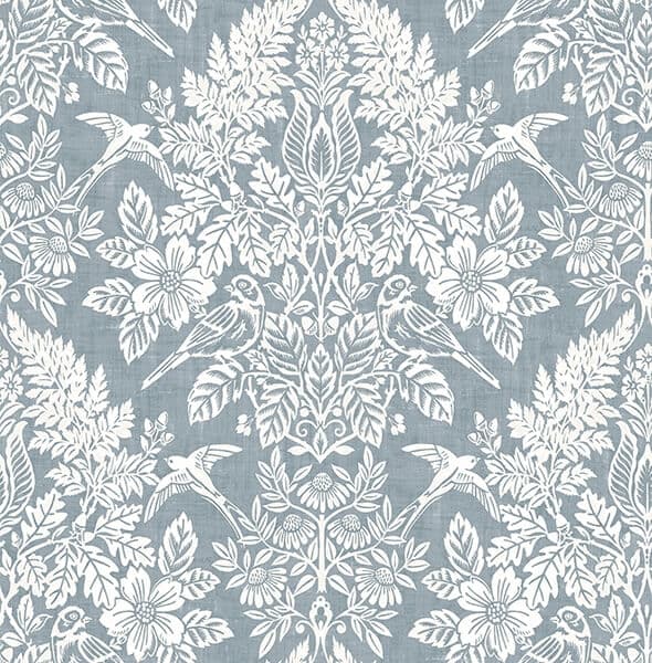 Finch Light Blue Woodland Damask Wallpaper