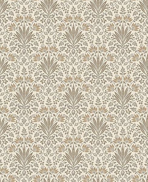 Woodbury Brown Floral Damask Wallpaper