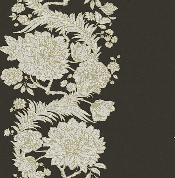 Gisela Black Floral Columns Wallpaper