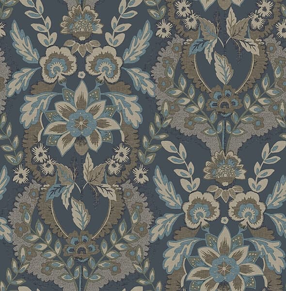 Collins Teal Damask Wallpaper