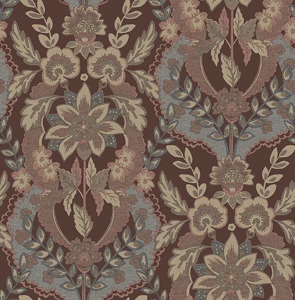 Collins Plum Damask Wallpaper