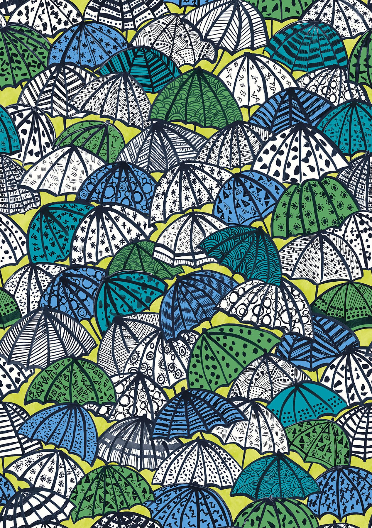 Dara Chartreuse Jolly Brollies Wallpaper