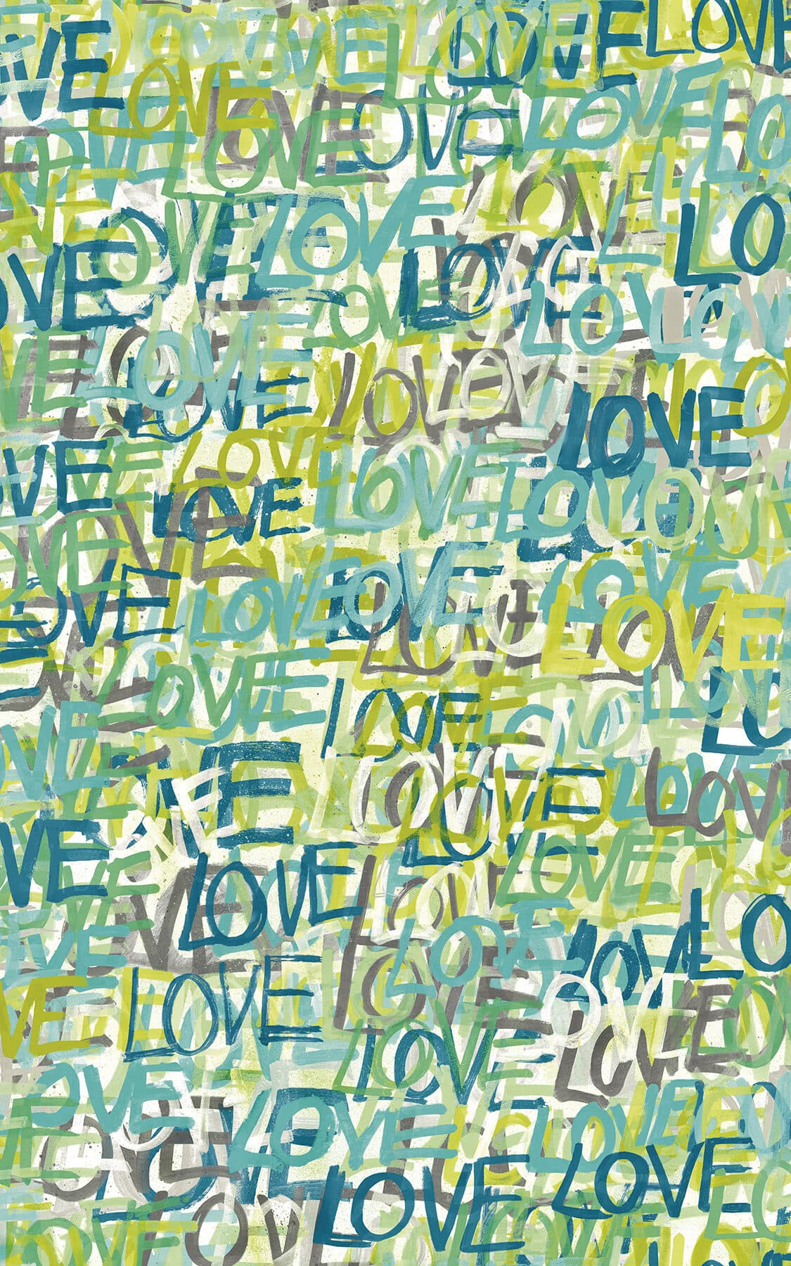 Indio Teal Love Scribble Wallpaper