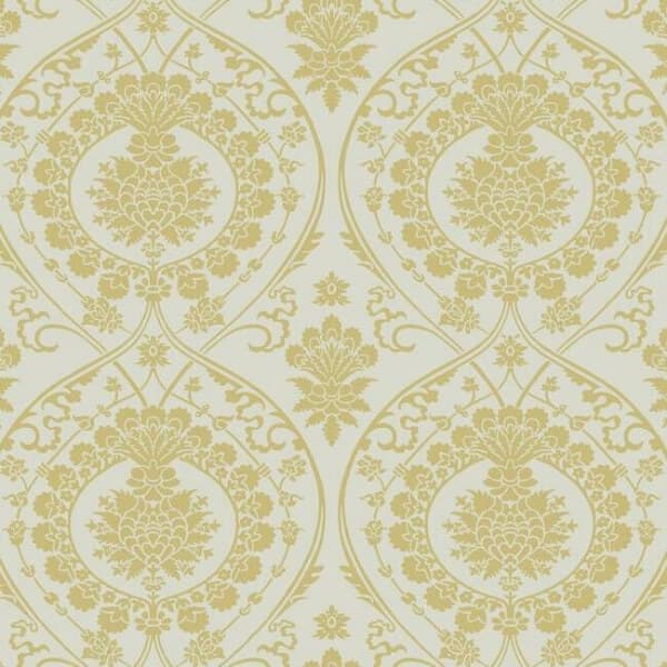 Imperial Damask Wallpaper- Linen/Gold