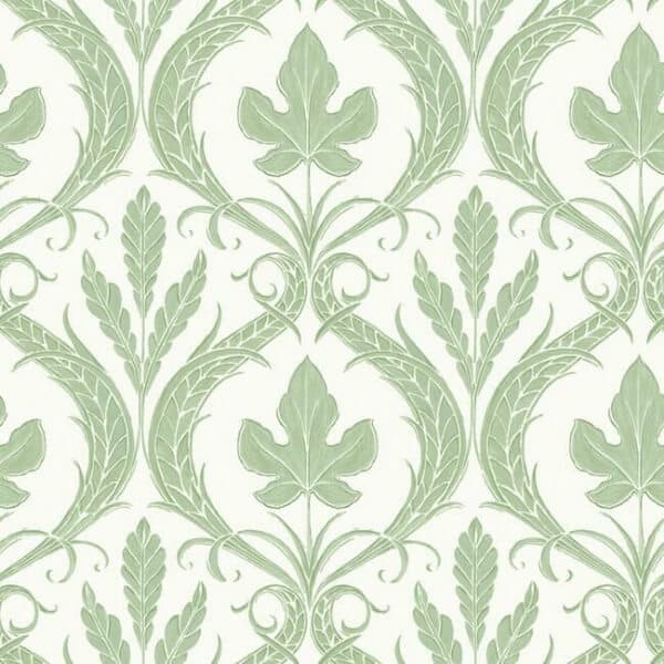 Adirondack Damask Wallpaper- Green/White