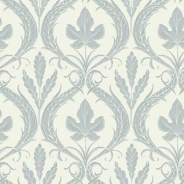 Adirondack Damask Wallpaper- Smokey Blue/Beige