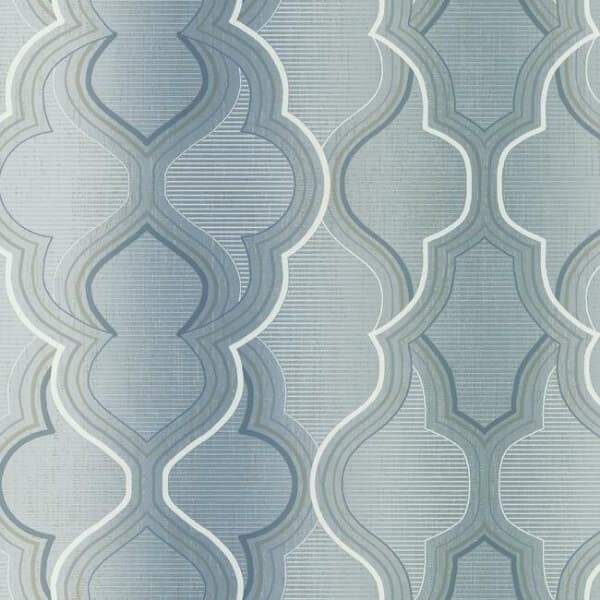 Modern Ombre Damask Wallpaper- Blue