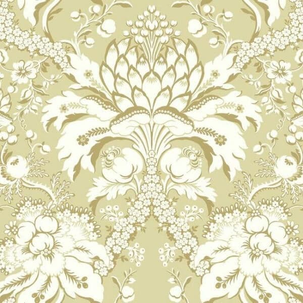 French Artichoke Damask Wallpaper- Yellow