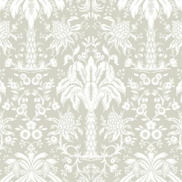 Palmetto Palm Damask Wallpaper- Beige