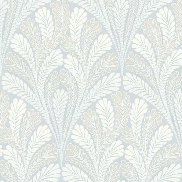 Shell Damask Wallpaper- Blue