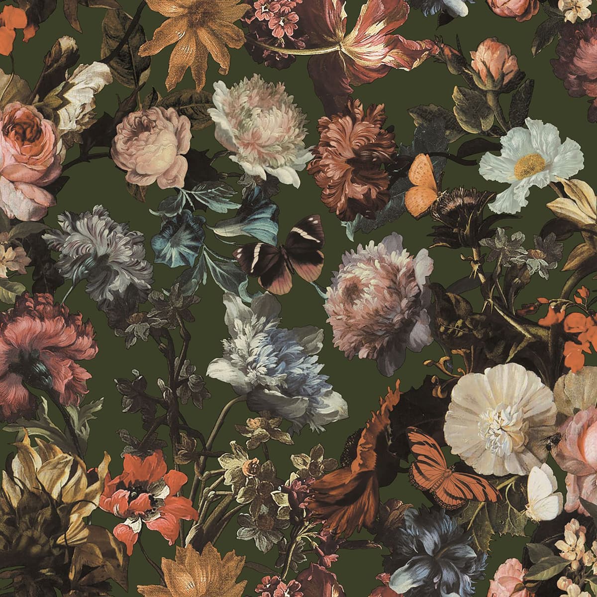 Zarinda Olive Flowers Wallpaper