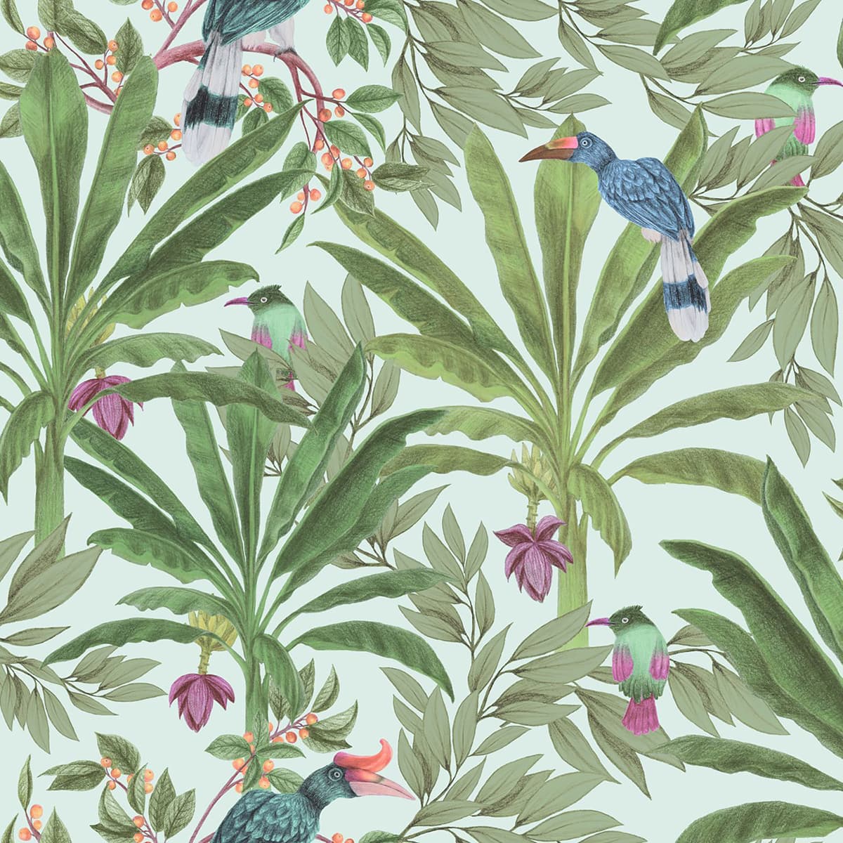 Carola Green Jungle Tropics Wallpaper
