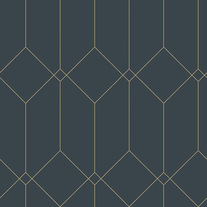 Trilliant Dark Blue Art Deco Motif Wallpaper