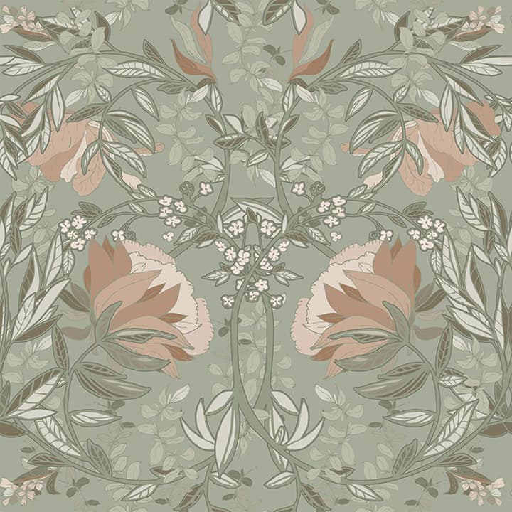 Ester Sage Nouveau Blooms Wallpaper