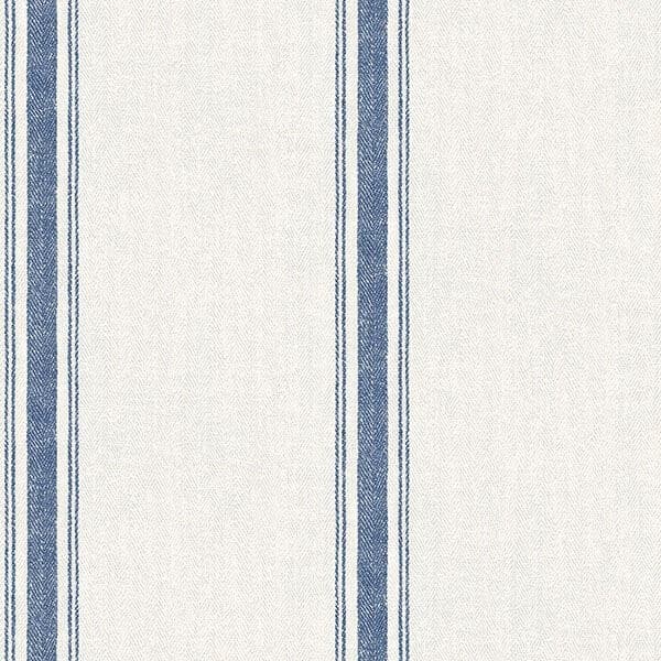 Linette Blue Fabric Stripe Wallpaper