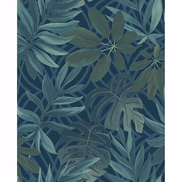 Nocturnum Dark Blue Leaves Wallpaper
