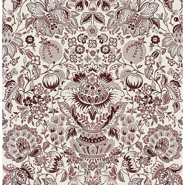 Blanche Plum Floral Damask Wallpaper