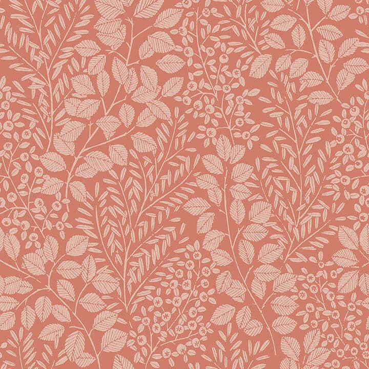 Elin Coral Berry Botanical Wallpaper