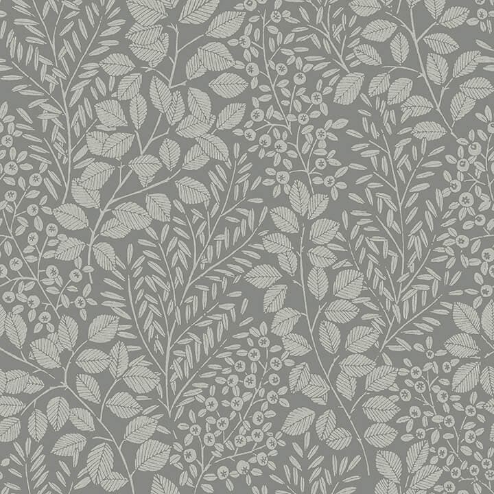 Elin Charcoal Berry Botanical Wallpaper