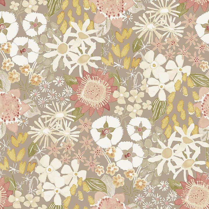 Karina Neutral Wildflower Garden Wallpaper