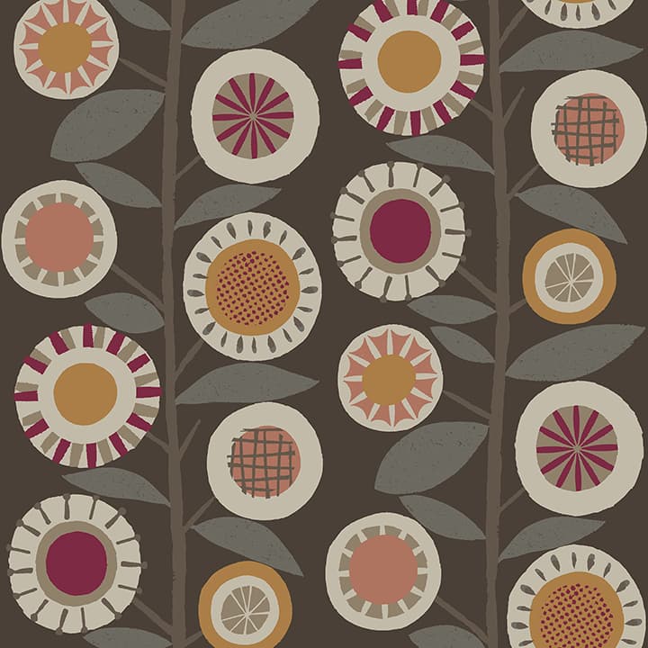 Sisu Raspberry Floral Geometric Wallpaper