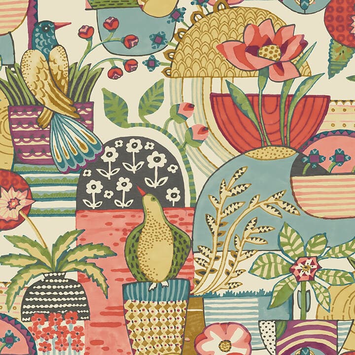 Fika Plum Blissful Birds & Blooms Wallpaper