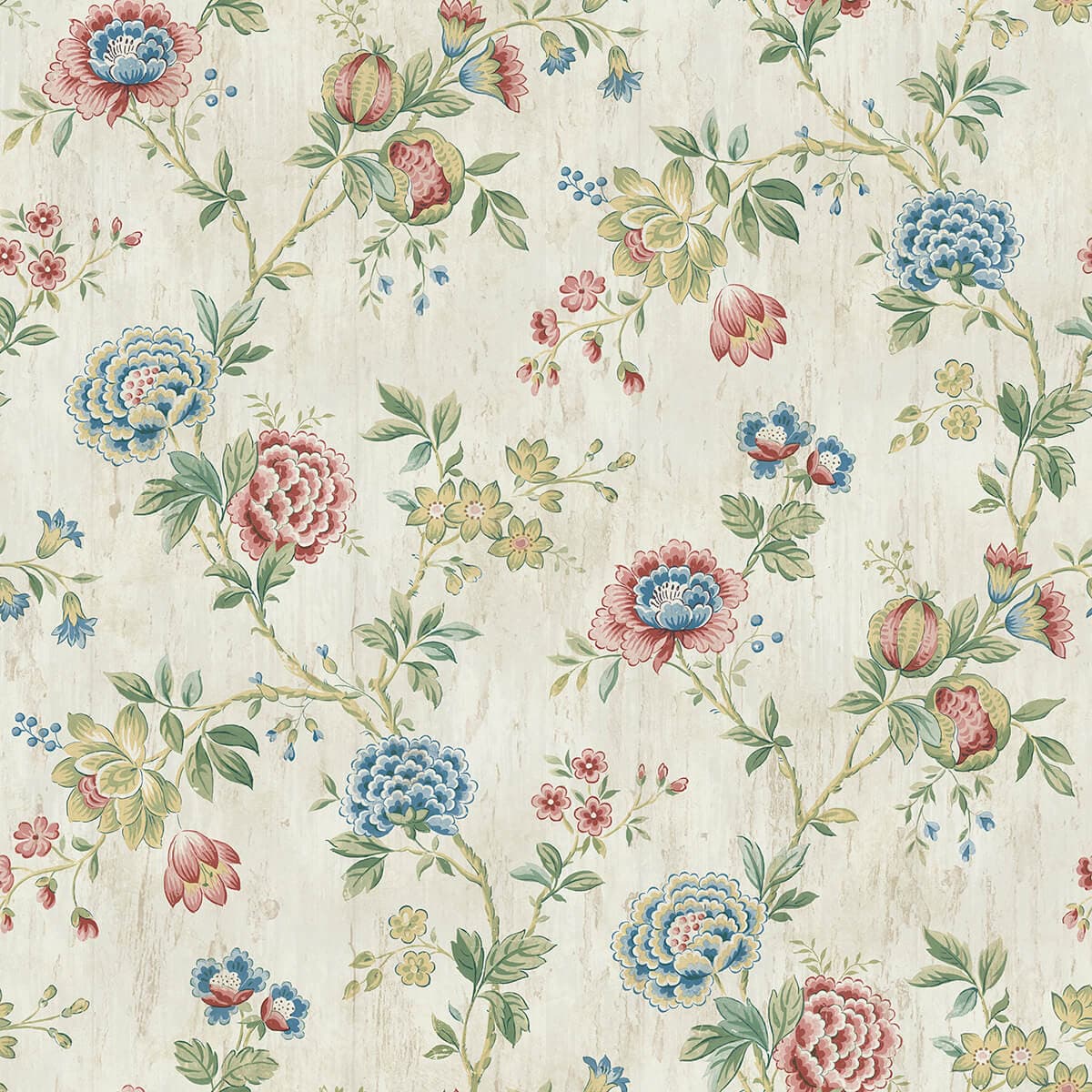 Chrysanthemum Multicolor Jacobean Wallpaper
