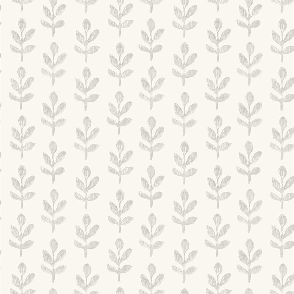 Whiskers Light Grey Leaf Wallpaper