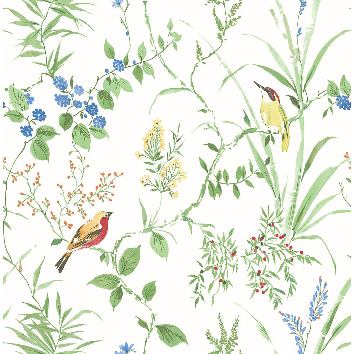 Imperial Garden Multicolor Botanical Wallpaper