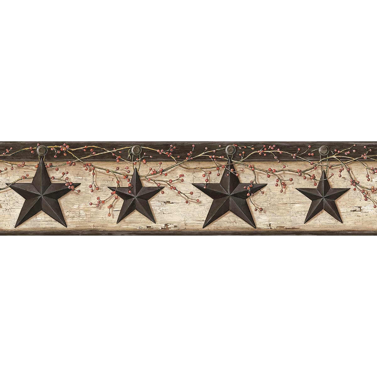 Ennis Charcoal Rustic Barn Star Border