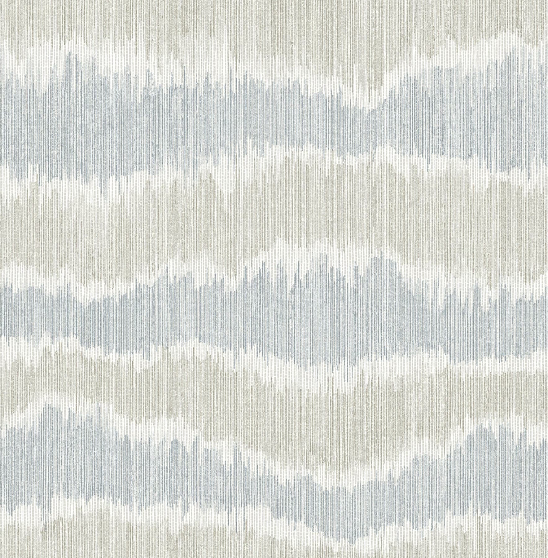 Wiggle Ikat Stripe Natural/Blue Wallpaper