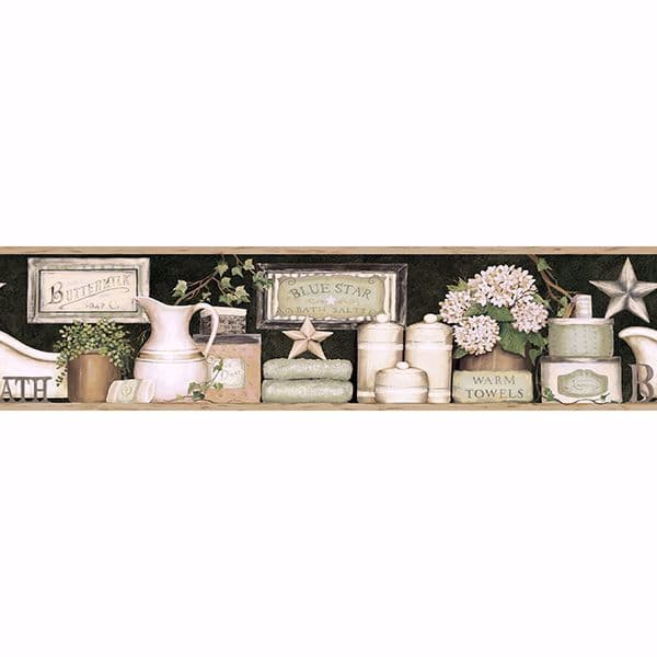 Country Bath Black Rustic Border