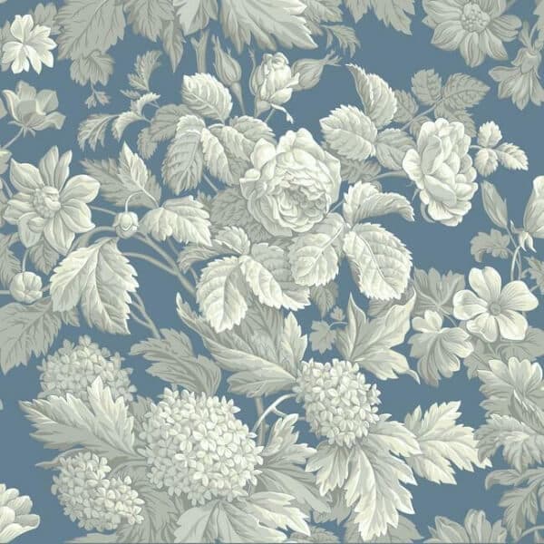 Antique Floral Sure Strip Wallpaper- Blue