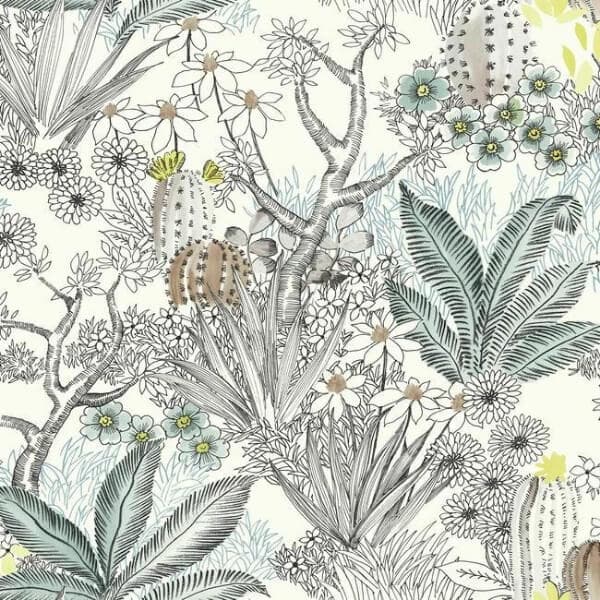 Flowering Desert Wallpaper- Black