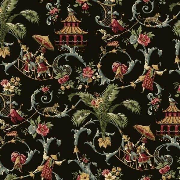 Mandarin Prose Sure Strip Wallpaper- Black