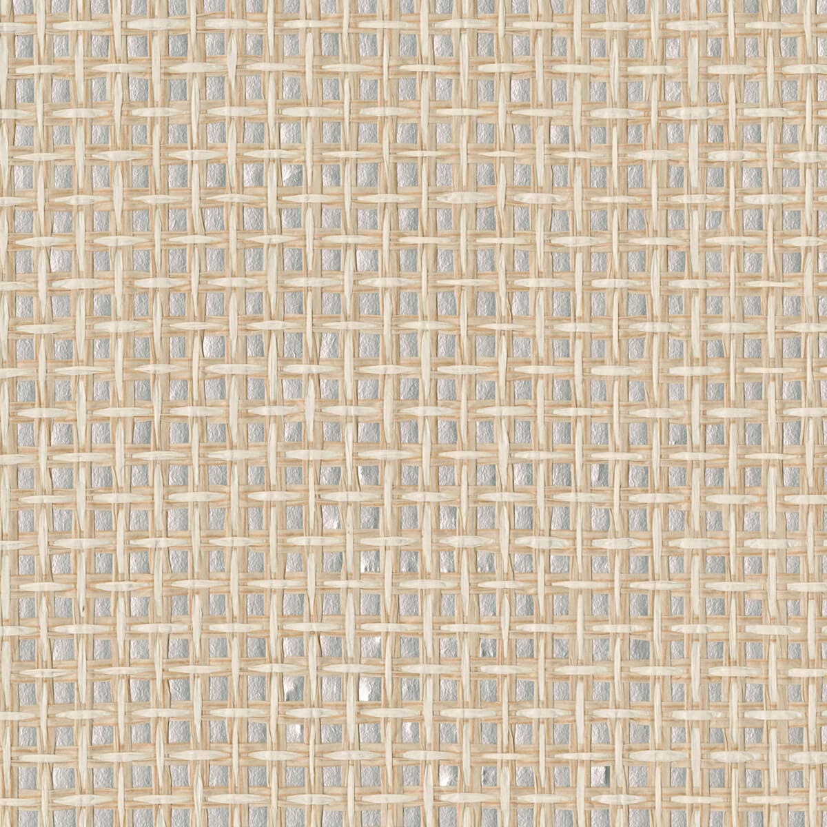 Aki Silver Paper Weave Basketweave Grasscloth Wallpaper