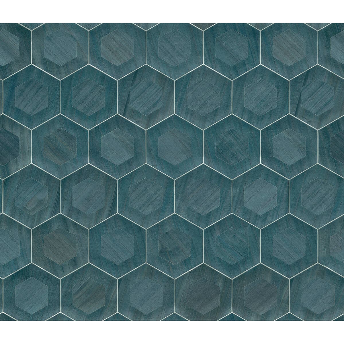 Shunan Blue Wood Veneer Inlay Wallpaper