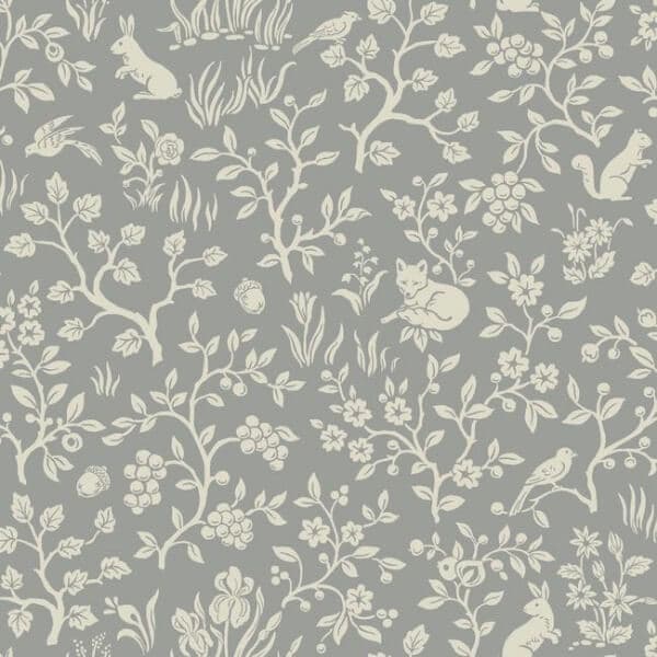 Fox & Hare Wallpaper- Grey