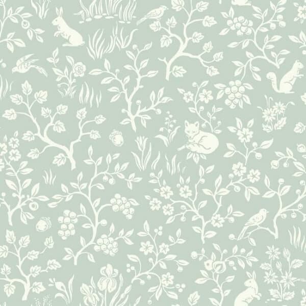 Fox & Hare Wallpaper- Mineral Green