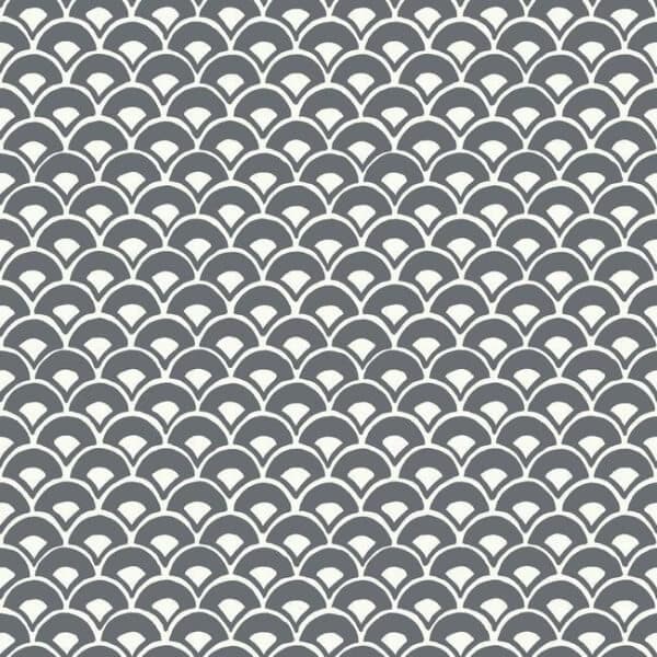 Stacked Scallops Wallpaper- Charcoal
