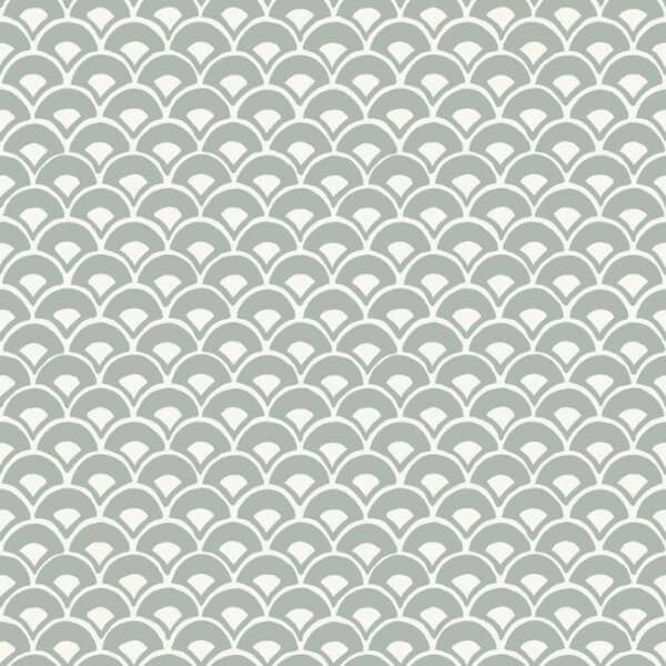 Stacked Scallops Wallpaper- Blue-Grey