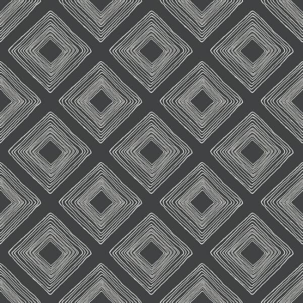 Diamond Sketch Wallpaper- White On Black