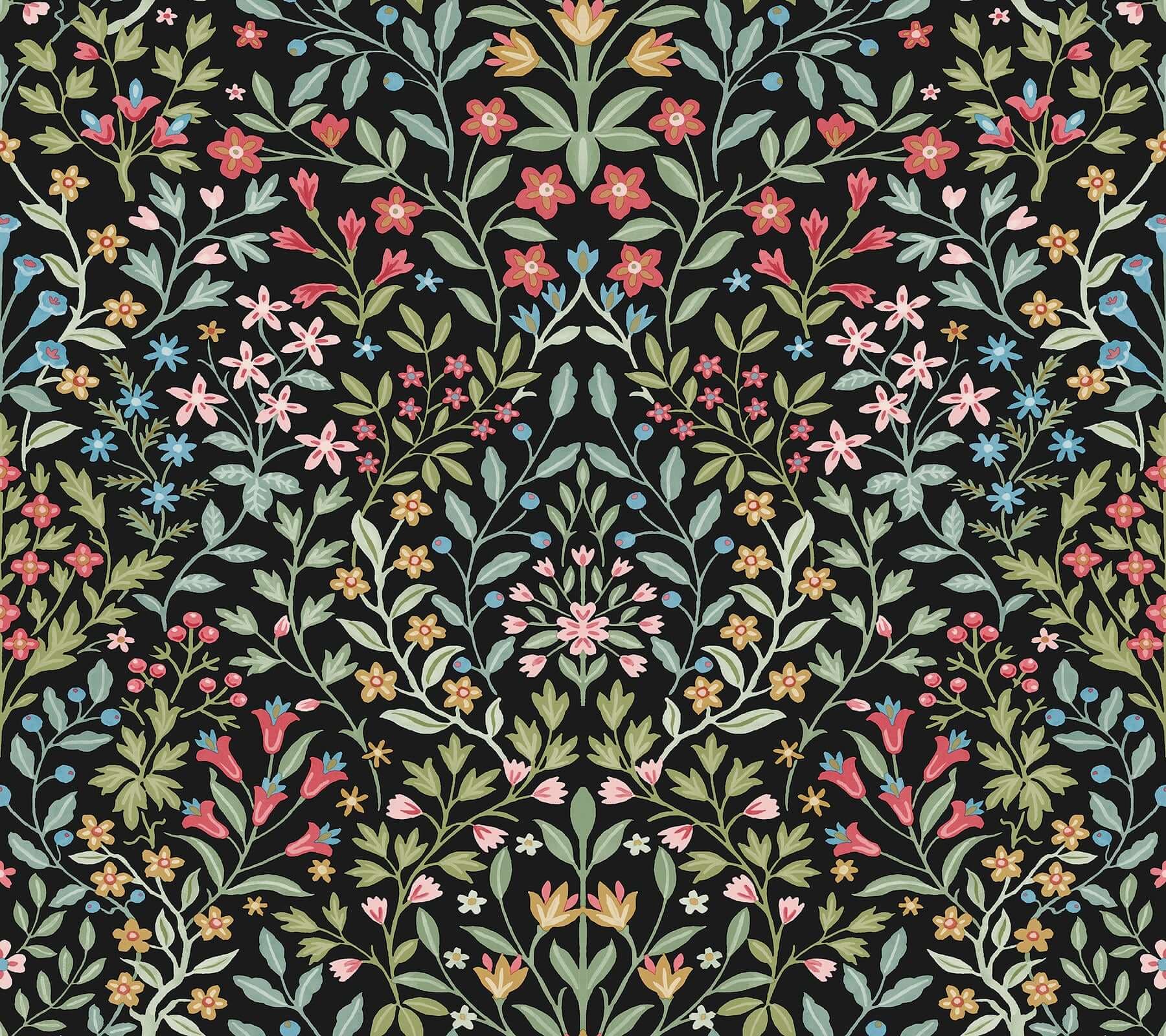 Garden Terrace Wallpaper- Black/Multi
