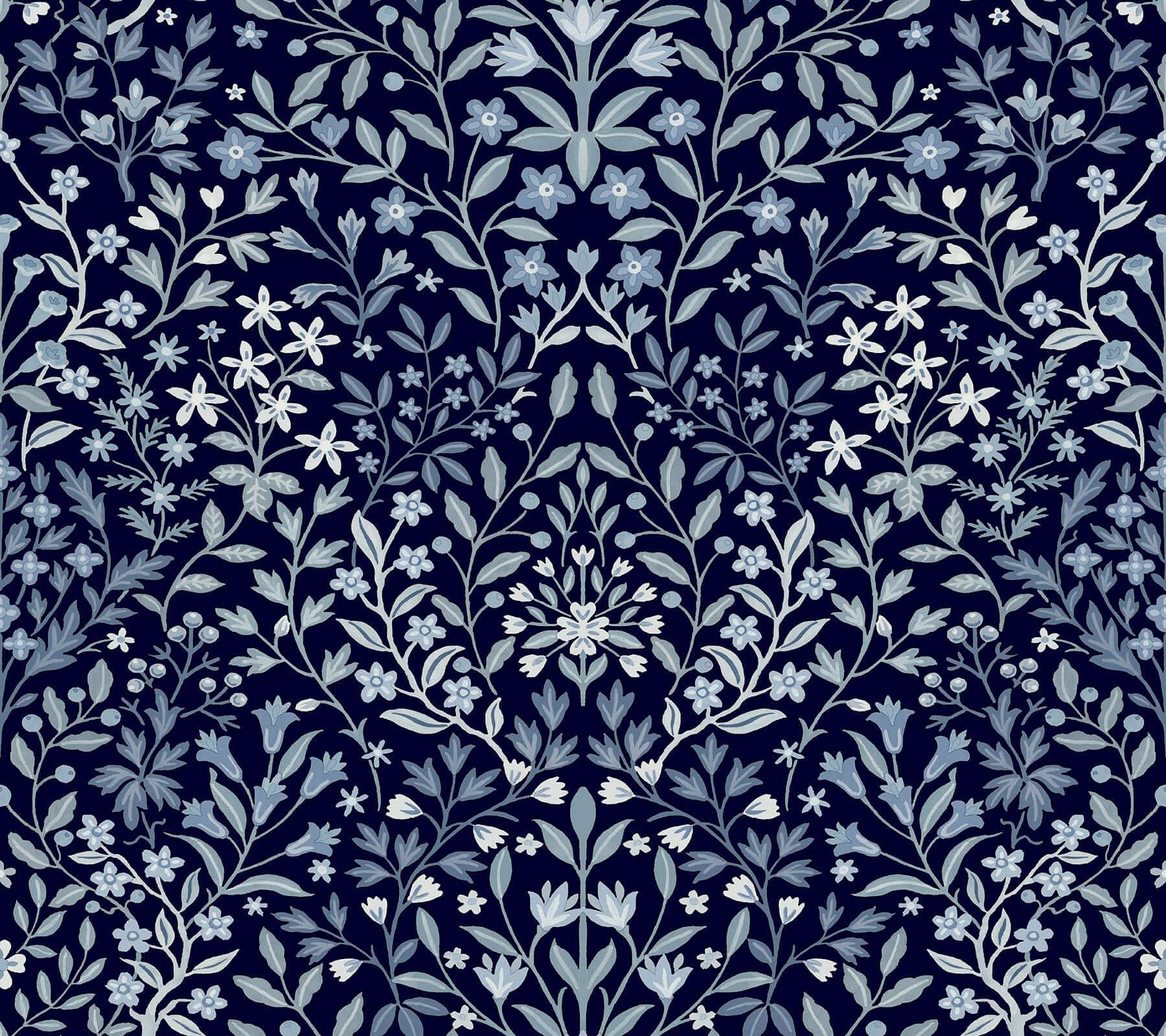 Garden Terrace Wallpaper- Blues