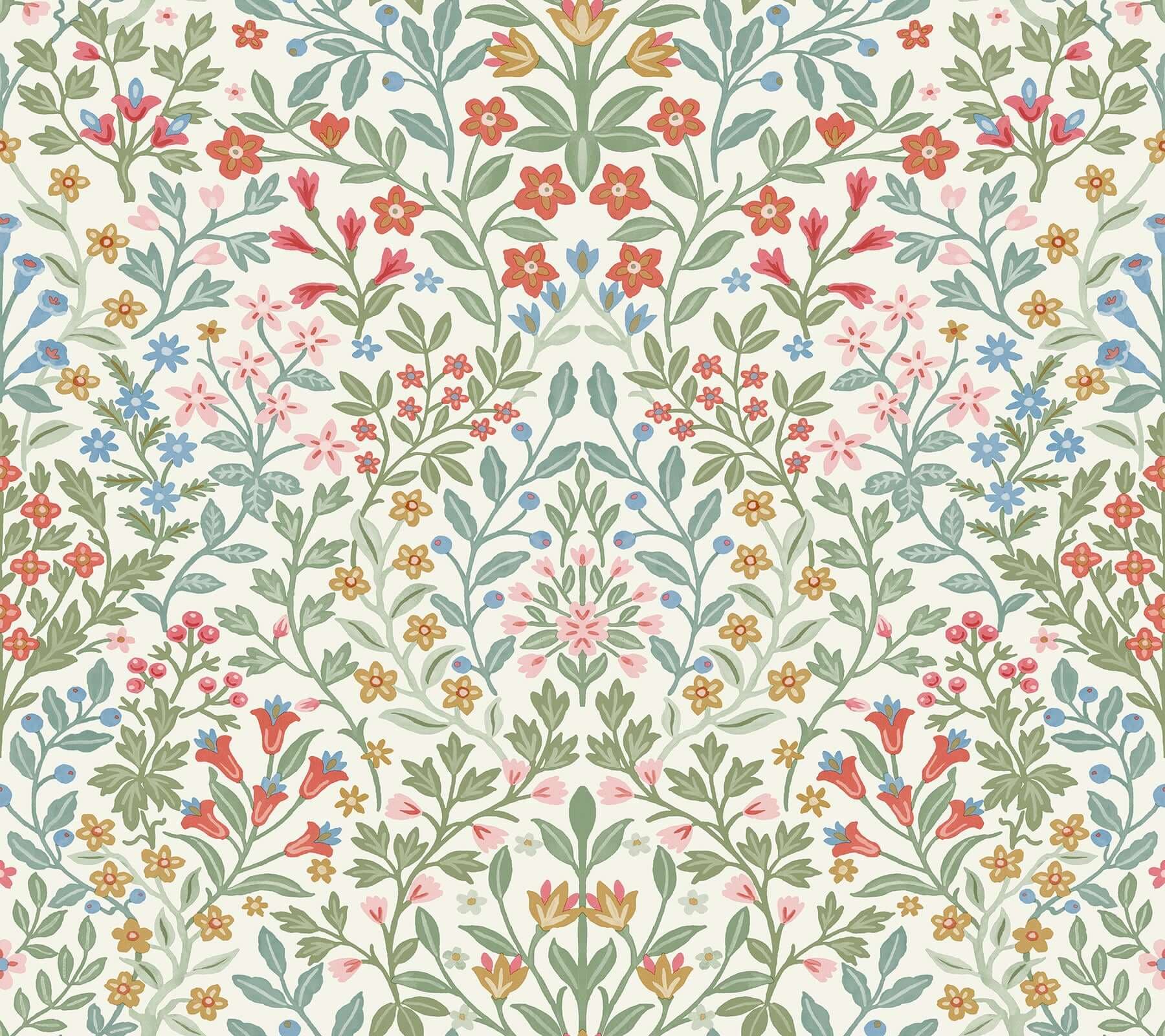 Garden Terrace Wallpaper- White/Multi