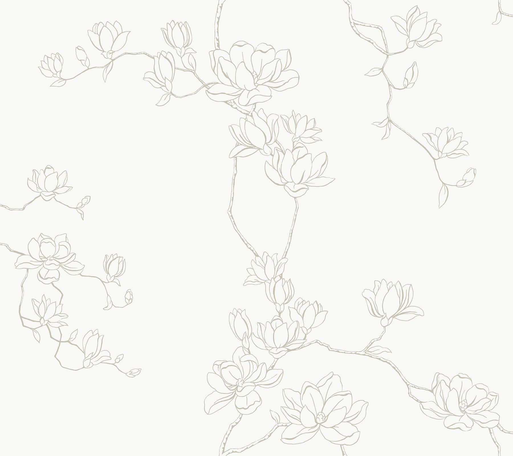 Magnolia Branches Wallpaper- Beige