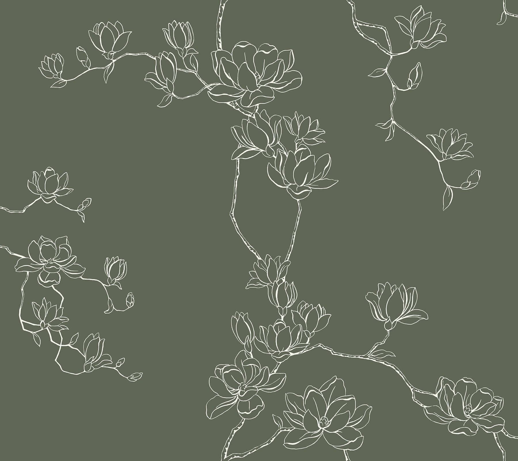 Magnolia Branches Wallpaper- Pine