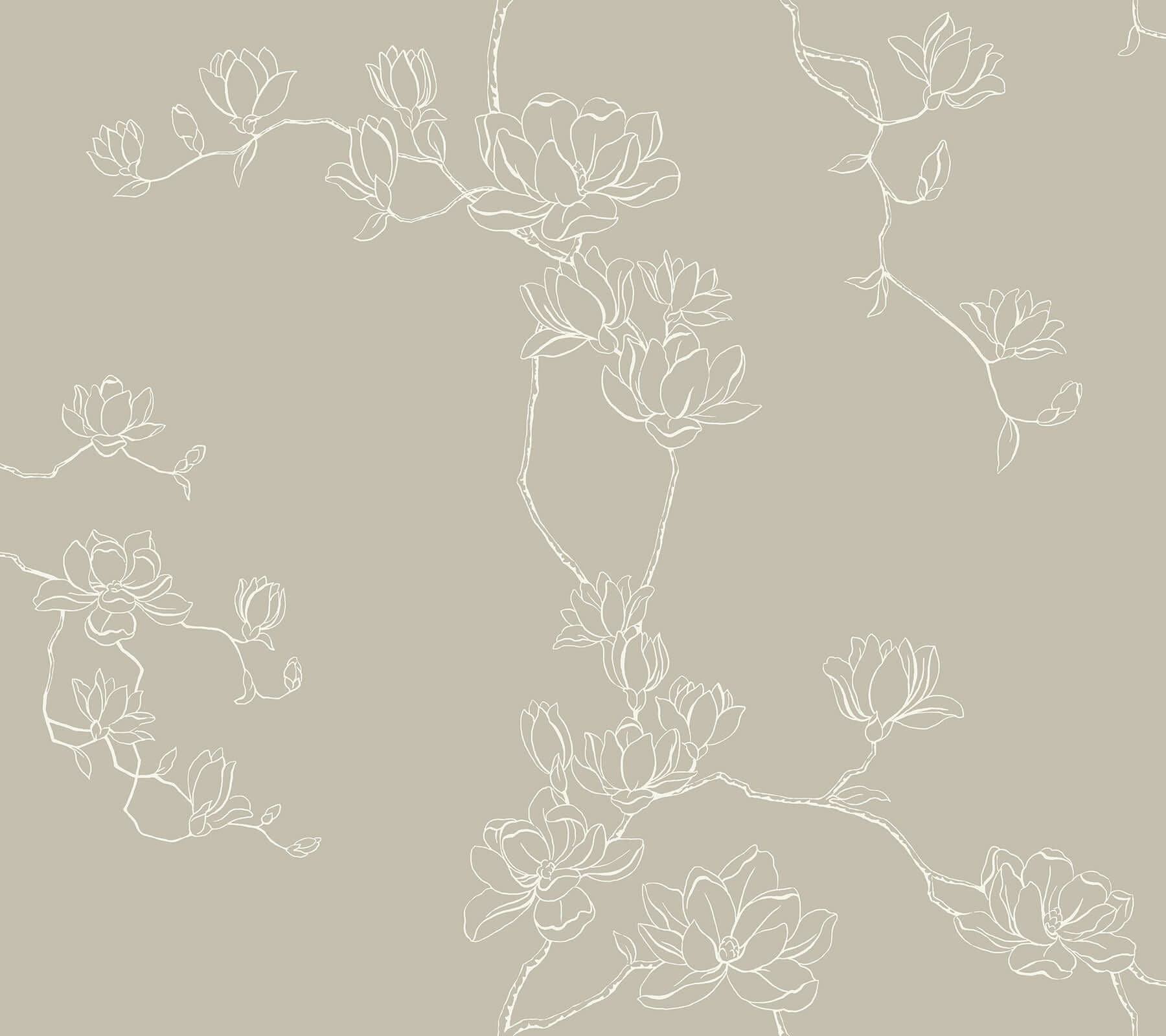 Magnolia Branches Wallpaper- Taupe